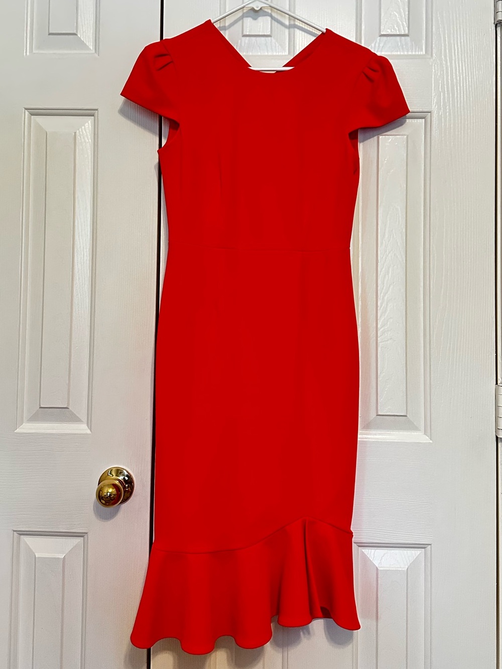 Fitted Midi Dress with Ruffle Hem